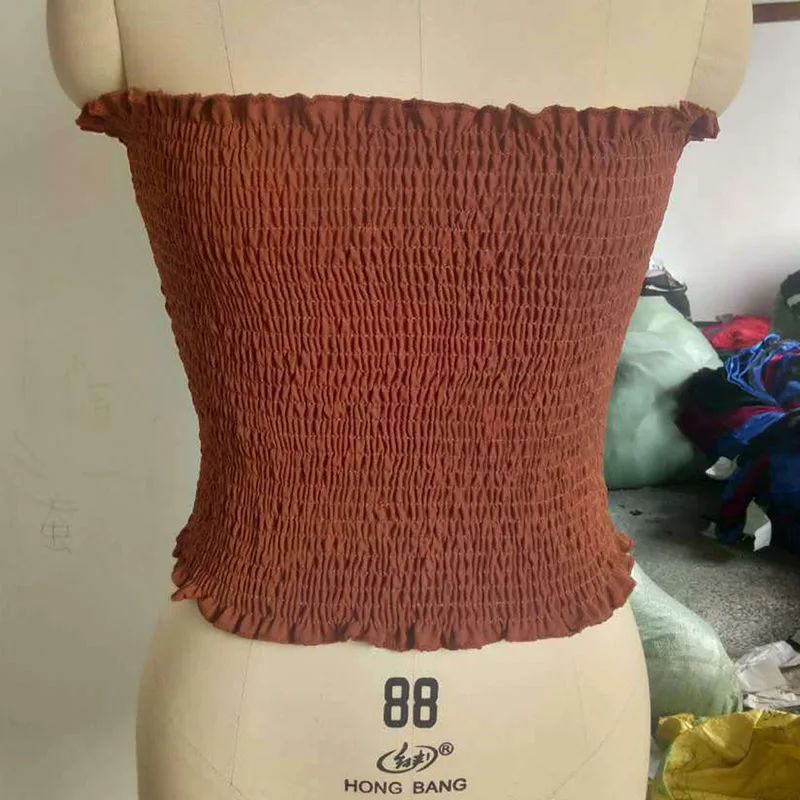 

Q Seamless One-piece Tube Tops For Women Sexy Sleeveless Wrapped Chest Ruched Strapless Pure Color Fashion Thin Lingerie Top