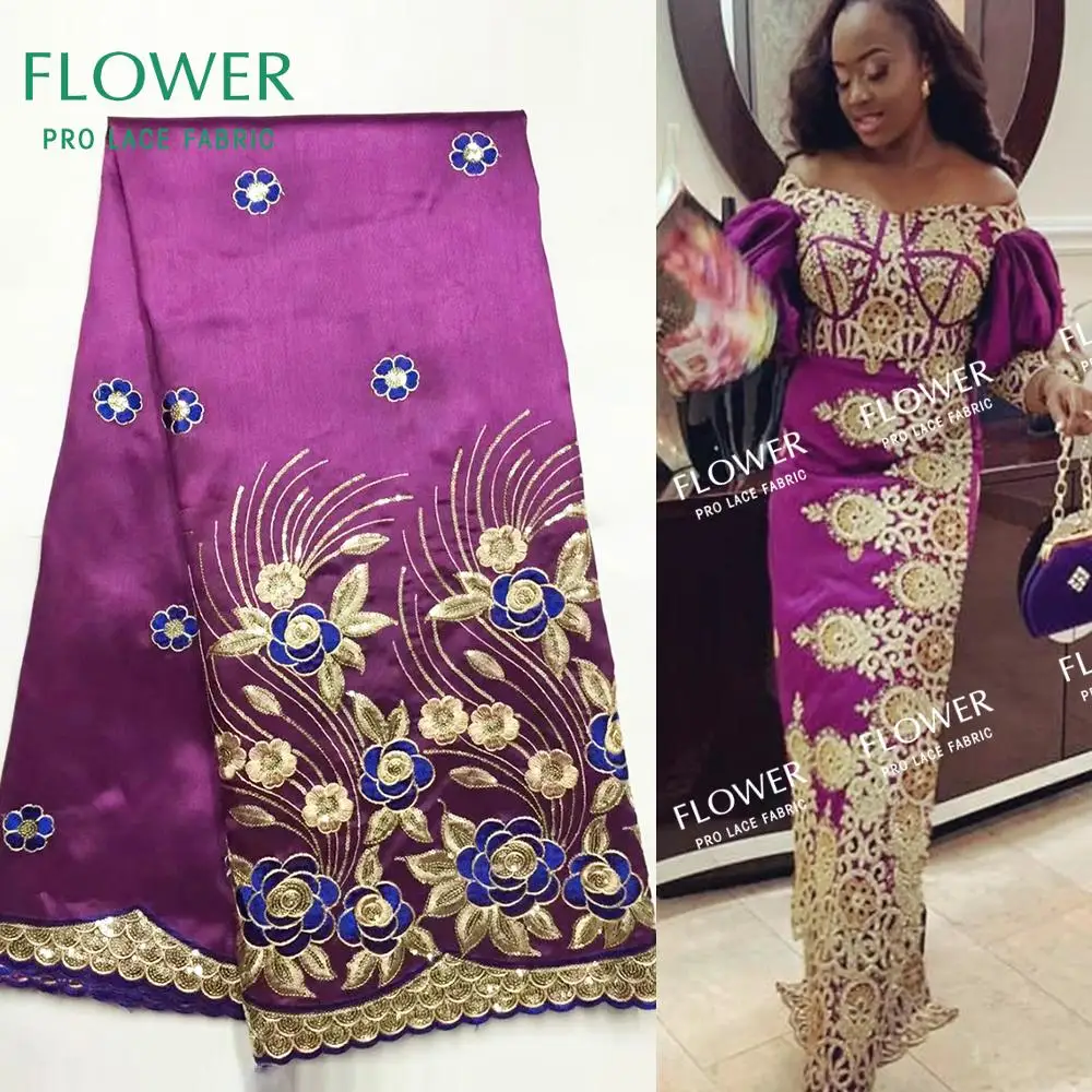 

5 Yards African Women Wedding Georeg Lace Fabrics With Sequins Beautiful Embroidered Sequined George Silk Lace Prom Dress Fabric