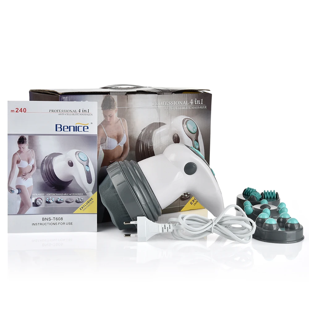 

3D Electric Slimming Body Massager Weight Loss Roller Anti Cellulite Fat Burning Professional Beauty Device with 4 Massage Heads