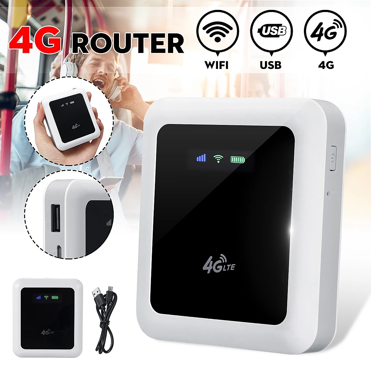Портативный 4G Wi-Fi роутер мини Lte роутер 5200mAh аккумулятор банк питания Карманный хот-спот автомобильный мобильный с слотом для sim-карты