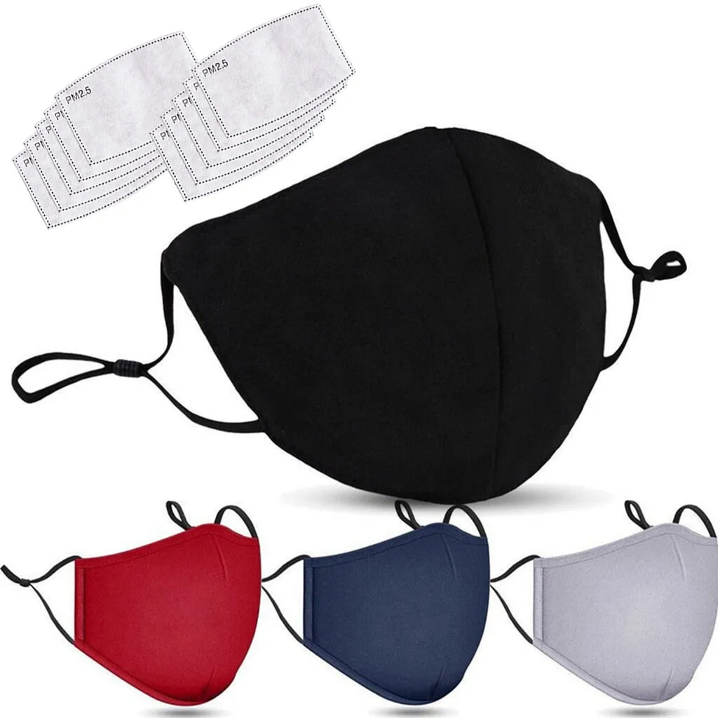 

2pc Reusable Face Maks With 10pc Filters Adult Washable Face Maks Designer Black Mondkapjes Wasbaar Halloween Cosplay Masque