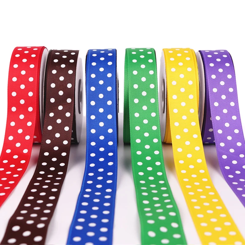

5 yard 25mm Ribbon Wedding Decoration Printing Dots Grosgrain Ribbon Gift Wrapping Hair Bows DIY Christmas Ribbon