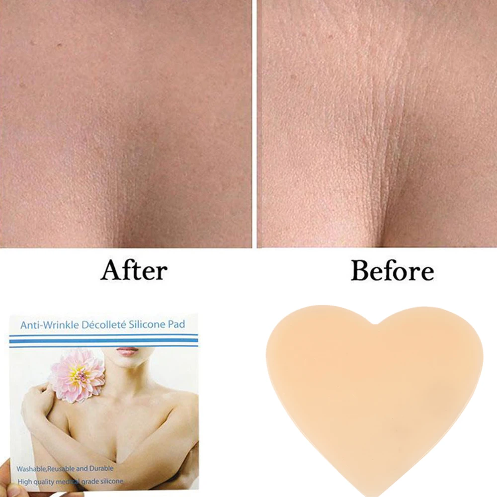 

Women Tightening Skin Care Neck Body Chest Anti Wrinkle Pads Skin Color Grade Silicone Heart Shaped Invisible Pads Reusable