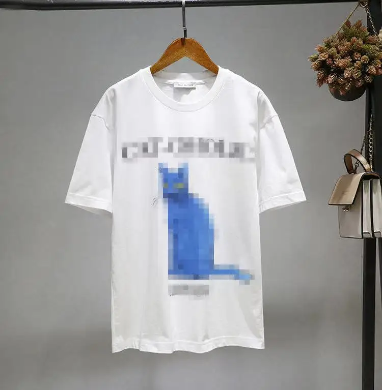 

Qi Wei the same paragraph 2021 summer new aedition cat illustration printing short-sleeved T-shirt cotton T-shirt female top
