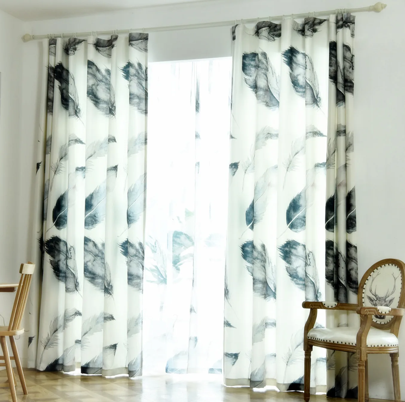 Современные минималистичные шторы для гостиной спальни серые перья в