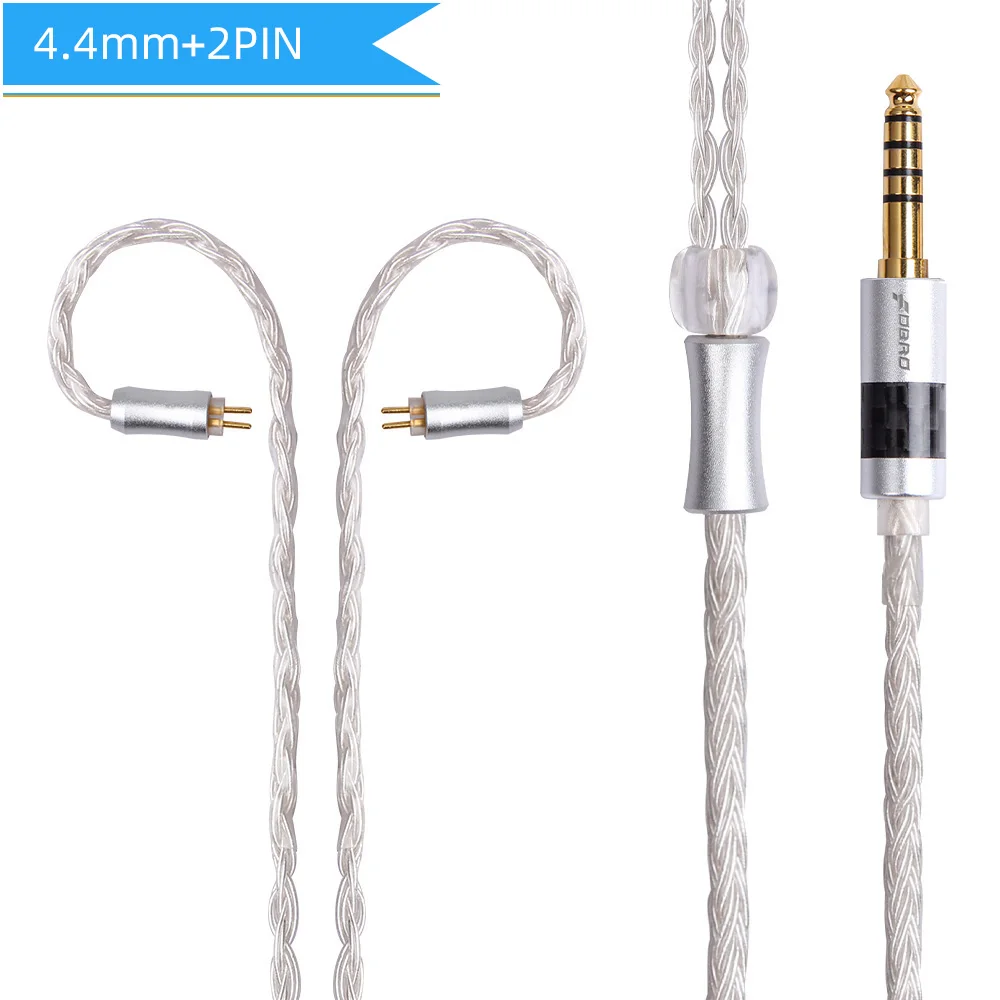 white 4.4mm 2pin FDBRO 16 ядер 2,5/3,5/4,4 мм с серебряным покрытием наушников обновления аудио провода наушники MMCX IE80 IM 2Pin 0,78 мм A2DC кабель SE425 SE535 - Цвет: white 4.4mm 2pin