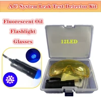 car air conditioning ac system leak test detector kit 12 led uv flashlight protective glasses uv dye tool set
