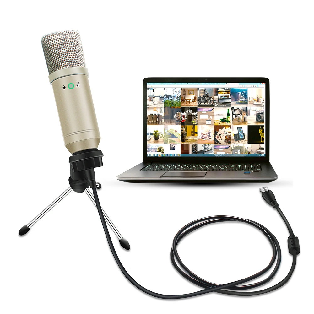 Upgraded USB Microphone Metal Condenser Live Microphone with Tripod and Button Control Function for Live / Sing / Voice Chat enlarge