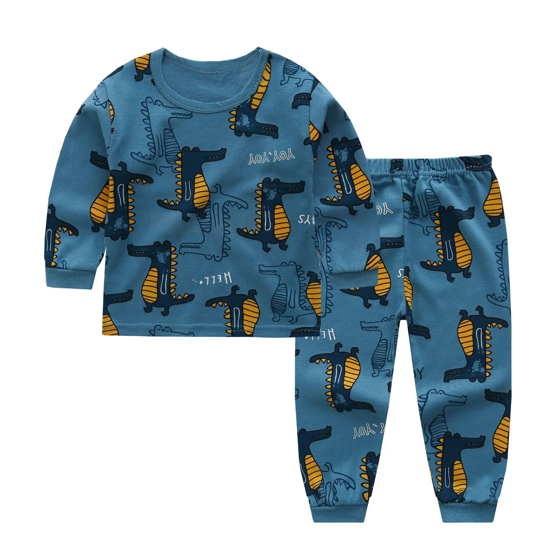 Cheap Unisex Sleepwear Suits Cotton Full Children's Clothes Tees Pants 2-Pieces Set Spring Autumn Cartoon Kids Boy Girl Pajamas enlarge