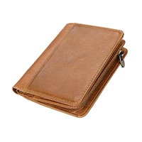 new fashion rfid men wallets with coin bag genuine leather zipper small mini purses vintage cowhide dollar wallet slim money bag