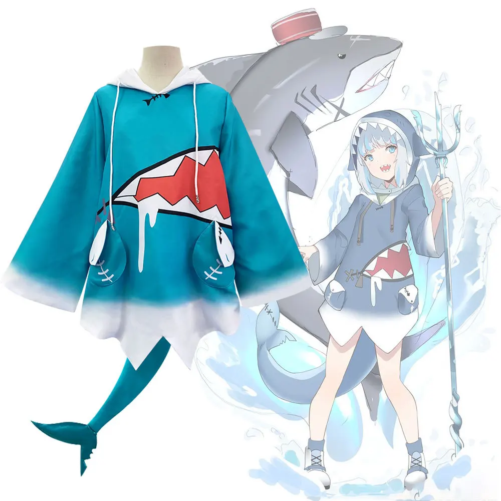 Roupas de Halloween Hololive Inglês Vtuber Gawr Gura Cosplay Traje Superior Terno