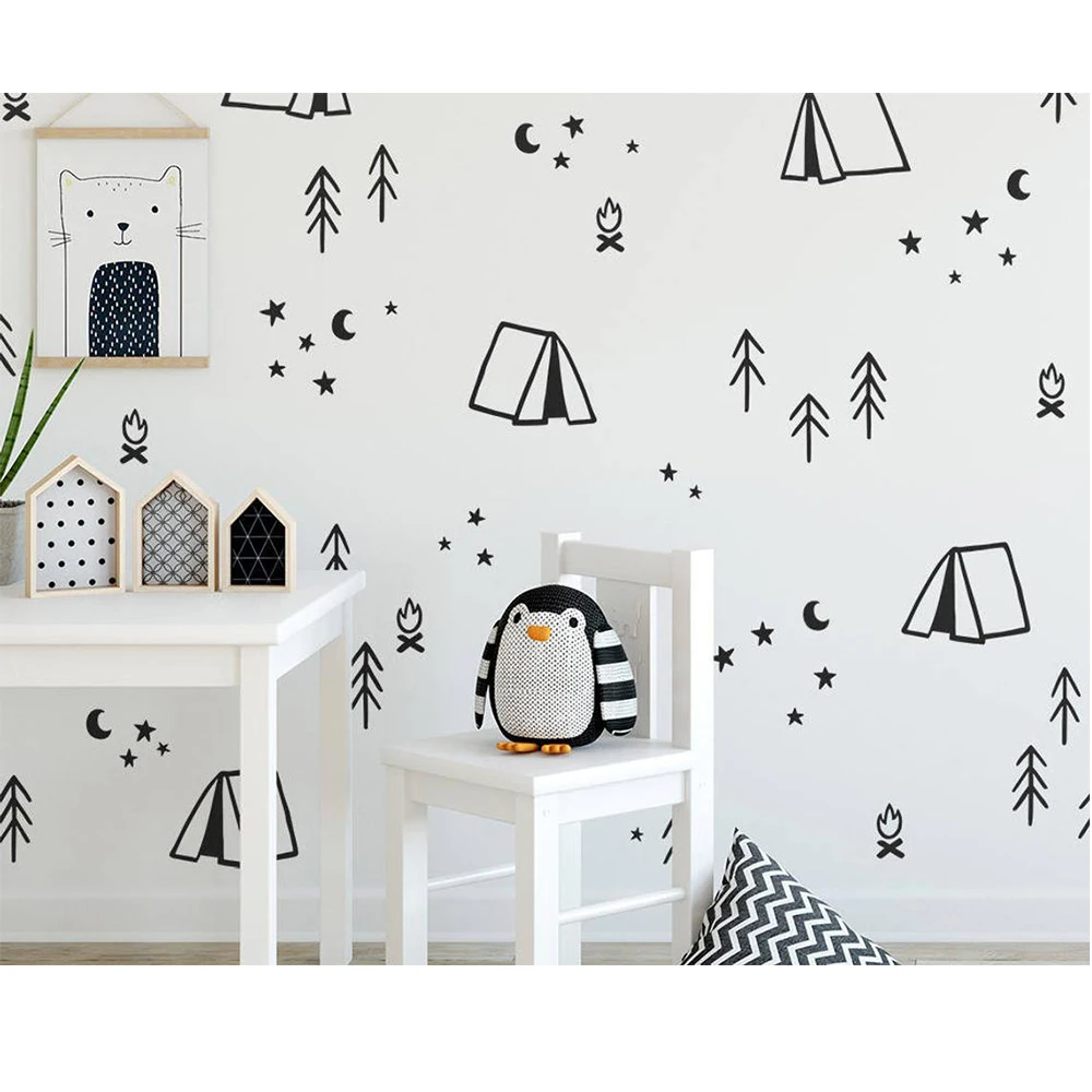 

Fashion Tribe Tent Vinyl Wallpaper Wall Decals For Kids Rooms Stickers Decor Baby Room Wall Art Sticker Mural