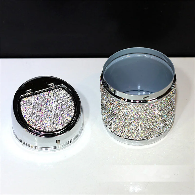

Diamond Car Ashtray Shiny Auto Ashtray With Cover For Car Great Gift For Women Girls Silvery