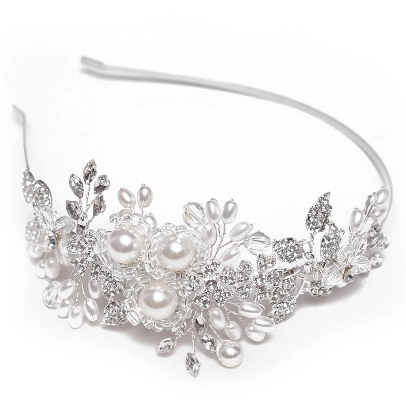 

Floral Headband Bride Wedding Handmade Pearl Women Jewelry Prom Decoration Gifts