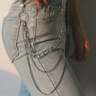 В стиле панк, в стиле хип-хоп, имиджевый бренд, одинтри Слои ремень цепочка для ключей брюки с высокой талией джинсы с цепями длинные металлические предметы одежды аксессуары ювелирные изделия