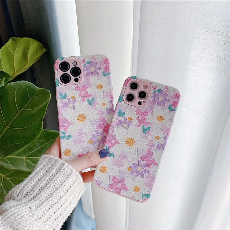 

Vintage Flower Pattern Phone Cover For iPhone 13 12 Mini 11 Pro Max X XR XS Max 7 8 7Plus Matte Soft Silicone TPU Back Case