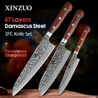 Набор кухонных ножей XINZUO, 3 шт., Дамасские стальные ножи, кухонные ножи шеф-повара, фруктовые ножи сантоку, нож для нарезки, ручка из розового дерева