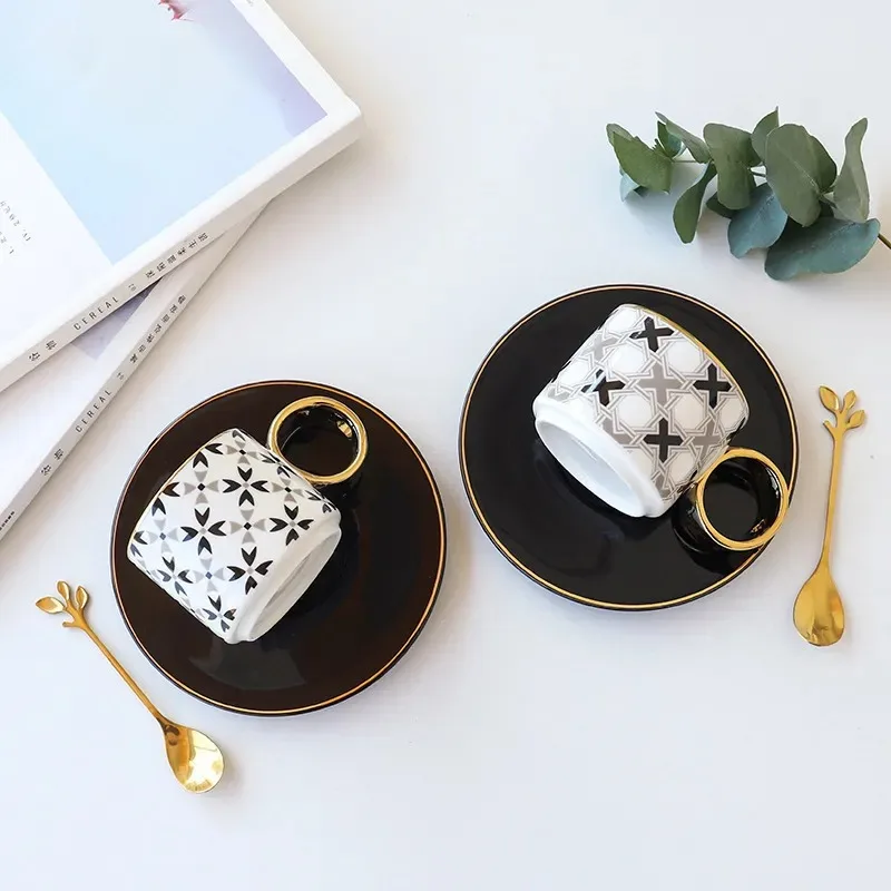 150 мл кофейная чашка с геометрическим рисунком в скандинавском стиле и блюдце