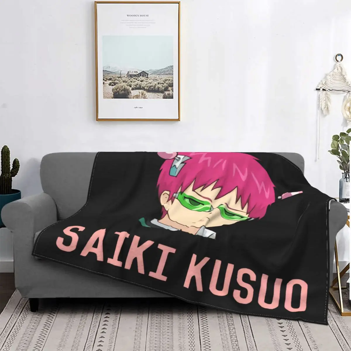 

Manta a quadros de Saiki K, para cama colcha, 150