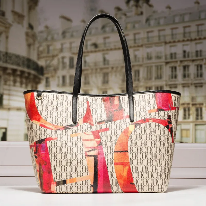

Сумки-шопперы для женщин новая модная кожаная вместительная сумка-тоут с напечатанными буквами и одним плечевым ремнем, кошельки и сумки
