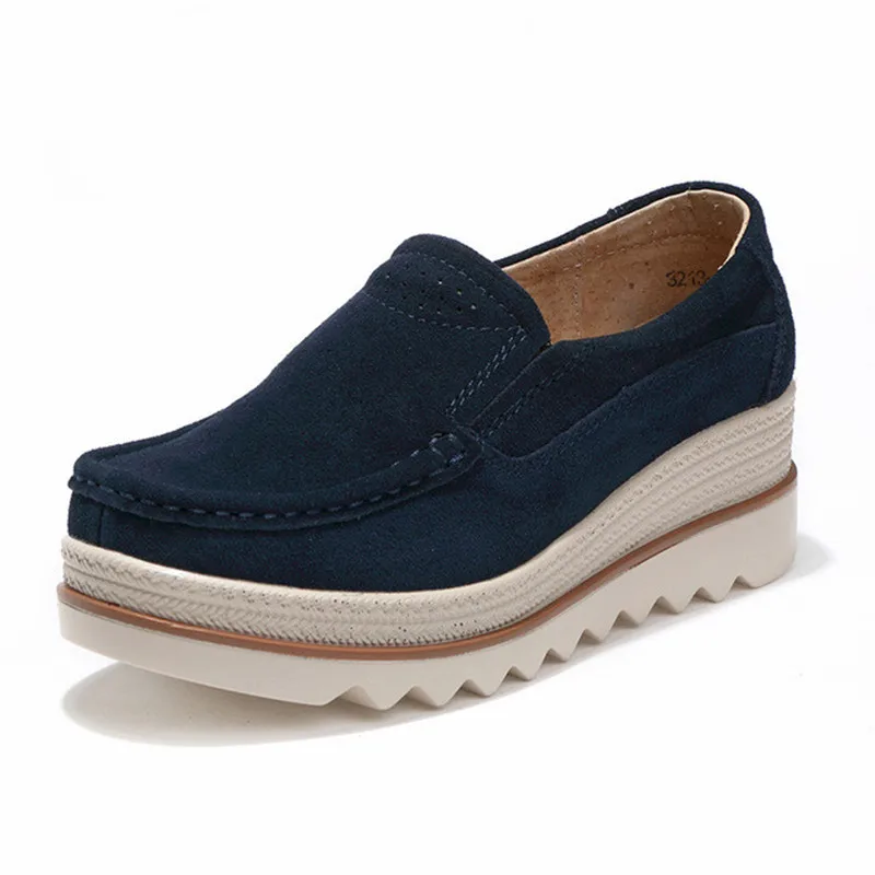 Женские замшевые мокасины на плоской подошве без застежки | Обувь