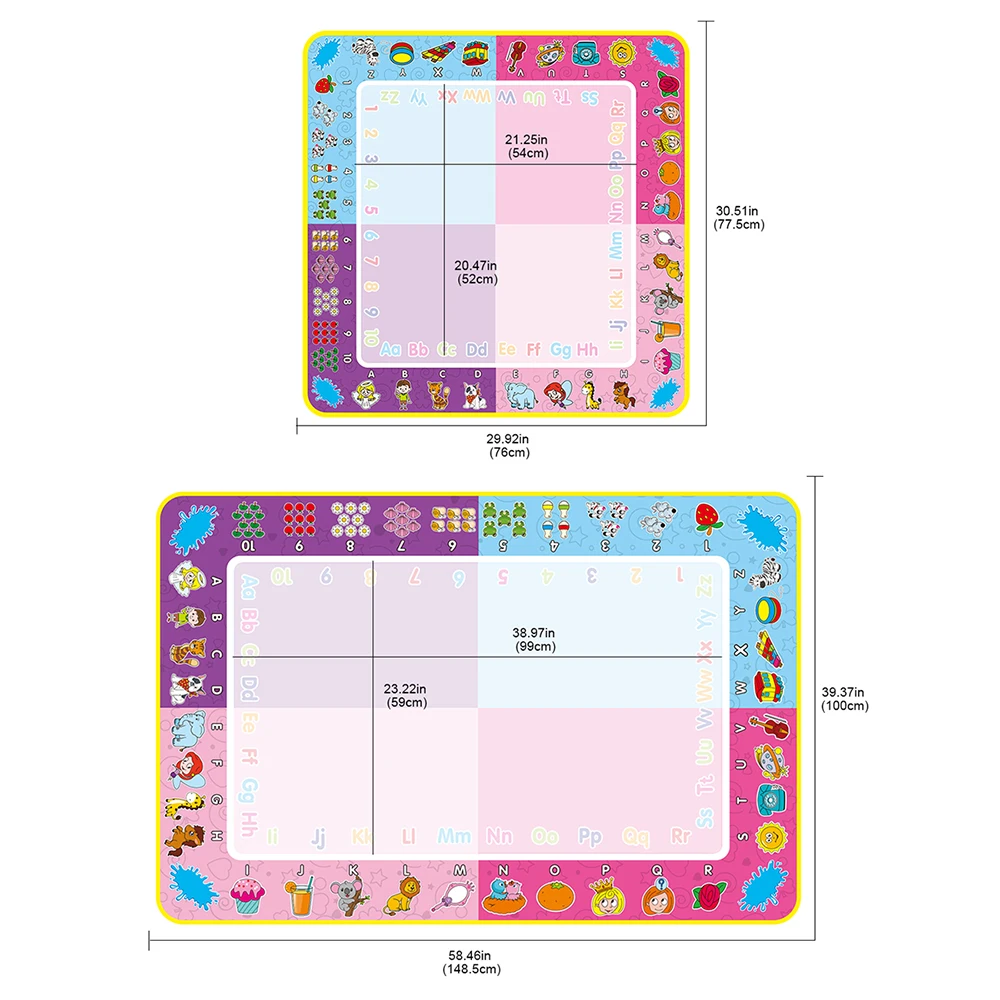 Kids Big Size Magic Water Drawing Rug Doodle Mat Coloring Carpet with Pens & Stamps Early Educational Toys Birthday Gifts | Игрушки и