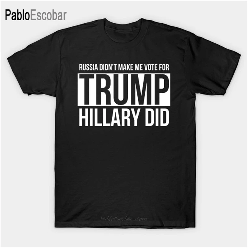 Мужская хлопковая футболка летняя Россия не заставила меня голосовать за Трампа