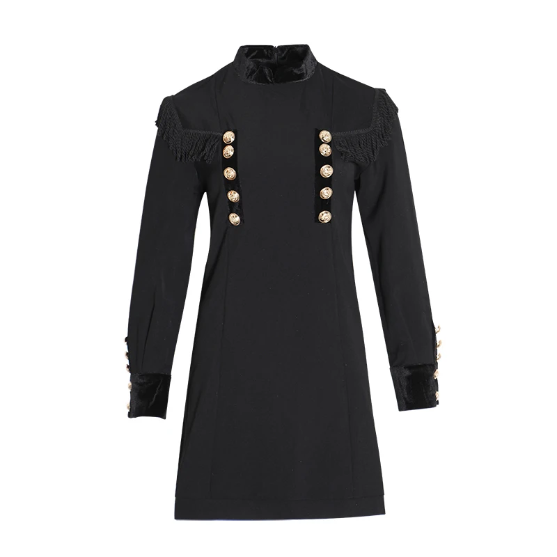 Женское платье с кисточками GALCAUR двубортное воротником-стойкой и