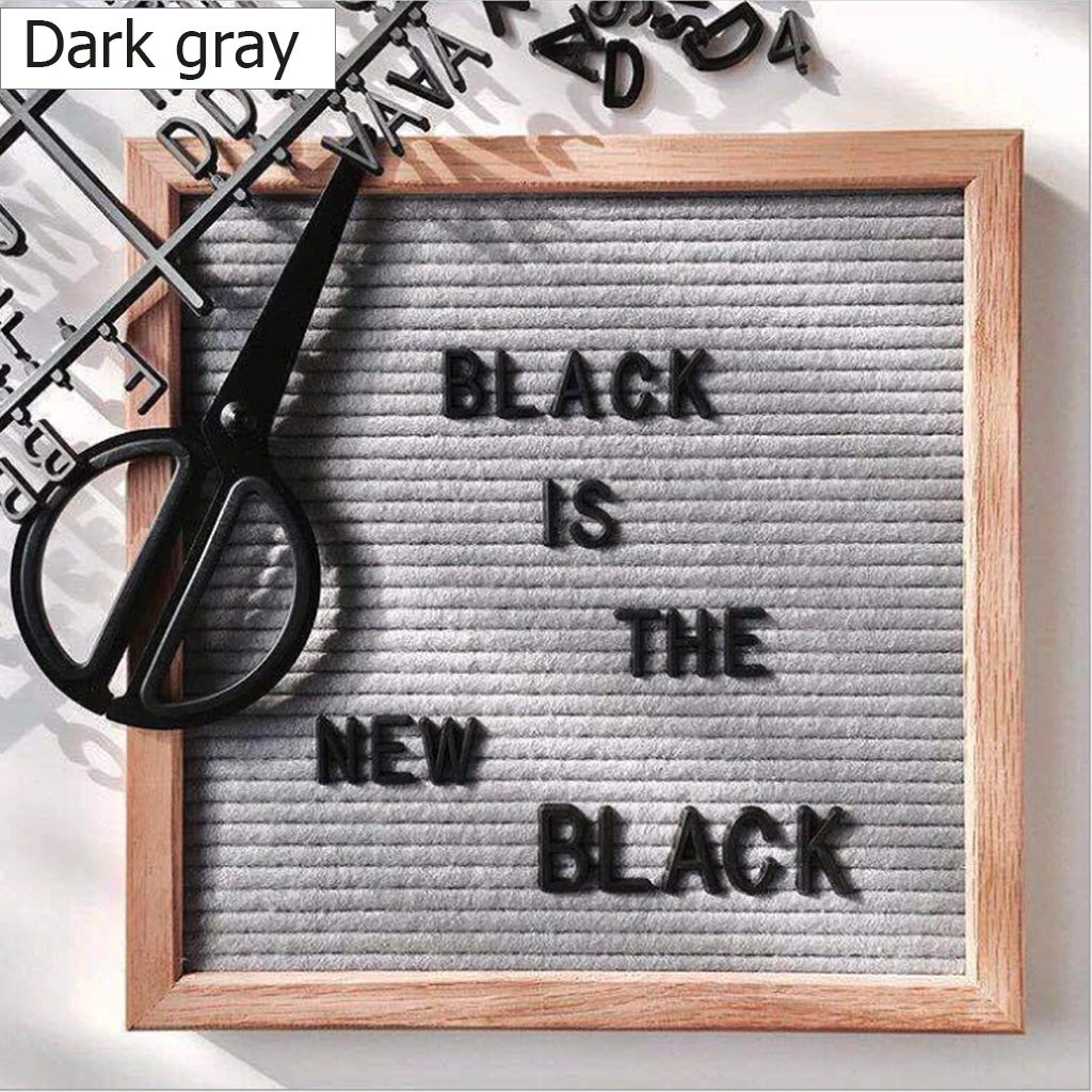 Dark Gray Войлочная доска с буквами, деревянная рамка, сменные символы, цифры, доски для сообщений, буквенная доска, украшение для дома и офиса, Настенный декор - Цвет: Dark Gray