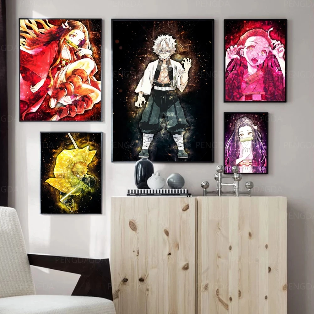 

Canvas Wall Art HD Prints Cartoon Poster Home Decoration Japanese Animation Demon Slayer Painting For Bedroom Modular Pictures