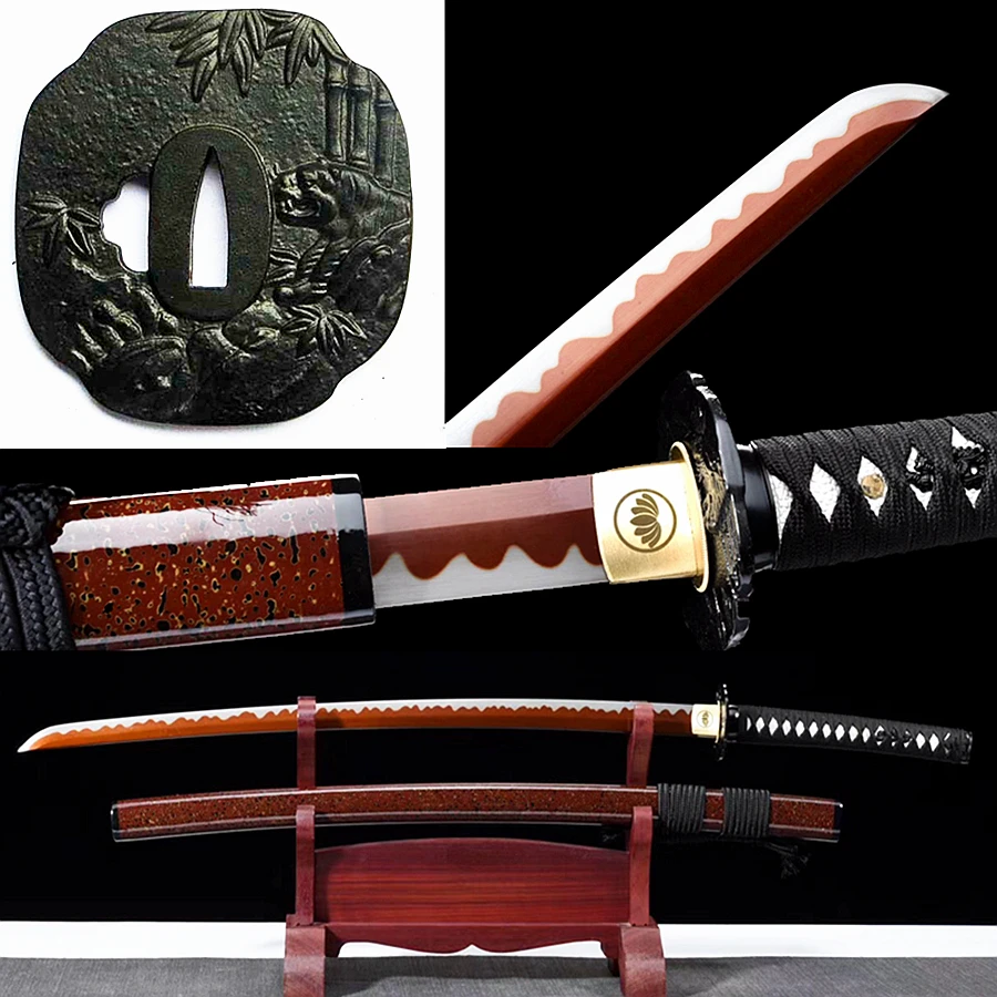Металлический японский самурайский меч Tsuba Катана Полный Танг 1095 из углеродистой