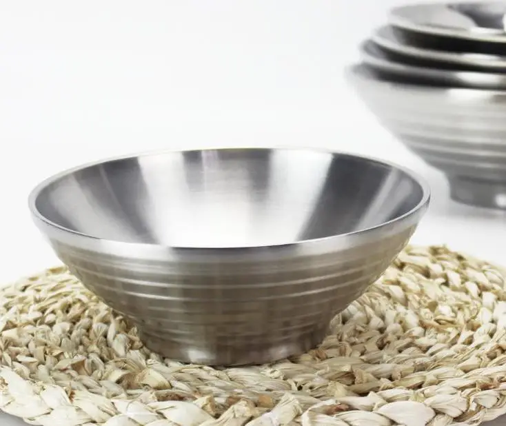 

20pcs 304 Stainless Steel Bowl 20cm Large Double Layers Rice Noodle Soup Bowls Food Container for Family Restaurants Wholesale