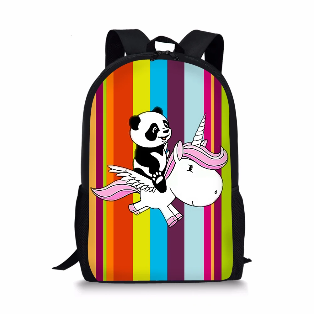 Children's Backpack Panda Colorful Unicorn Pattern Students School Bags Teenagers Book-Bag Mochila Women's Travel Bag