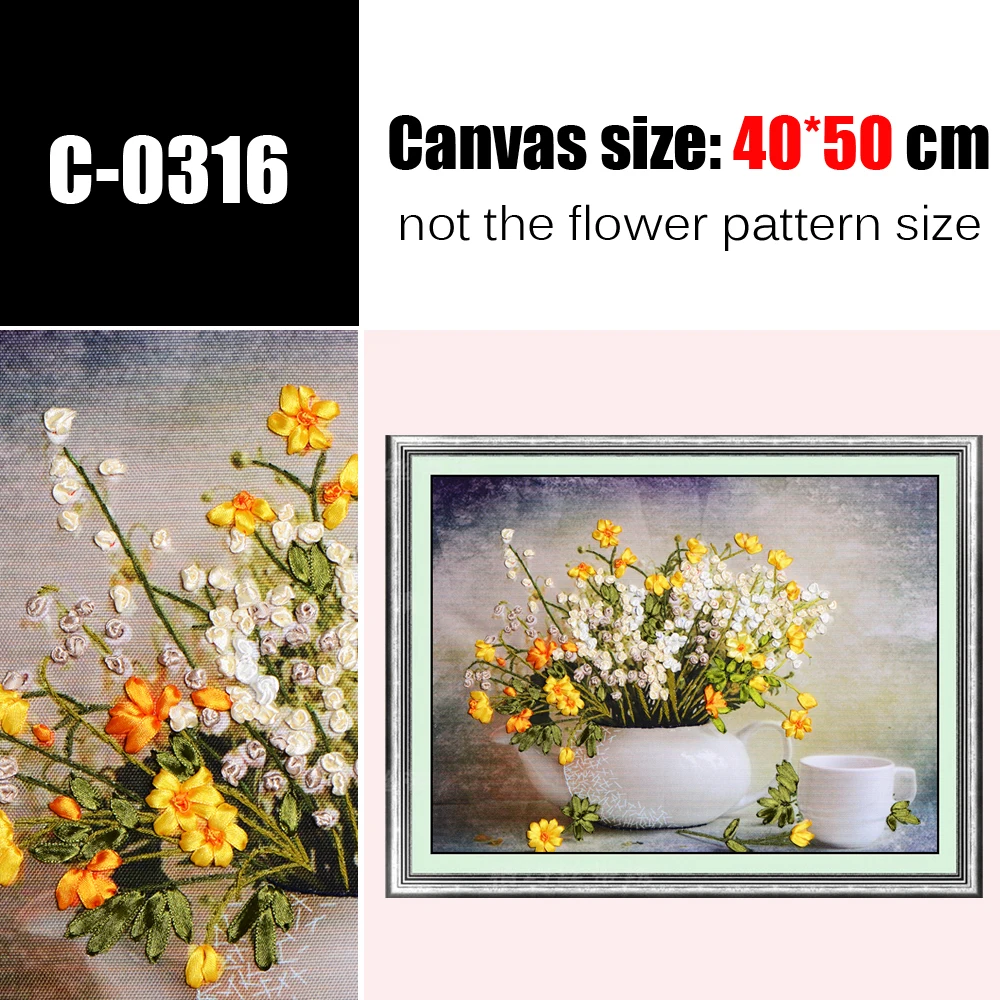 DIY ленты для вышивки с цветами декоративная картина 3d Цвет принты рукоделие и