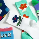 Мультяшные носки, милые женские носки карамельных цветов в стиле Харадзюку, кавайные женские носки, носки из хлопка