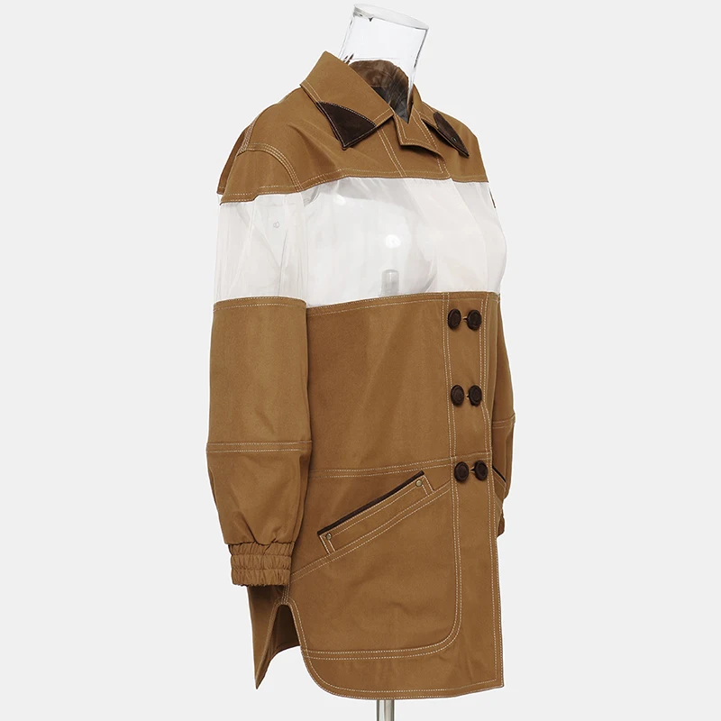 Женская Повседневная куртка TWOTWINSTYLE разноцветная Свободная с отложным