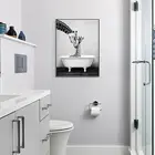 Рисунок в скандинавском стиле, черно-белая панда, рисунок животных в ванной, настенная Картина на холсте для гостиной, ванной комнаты