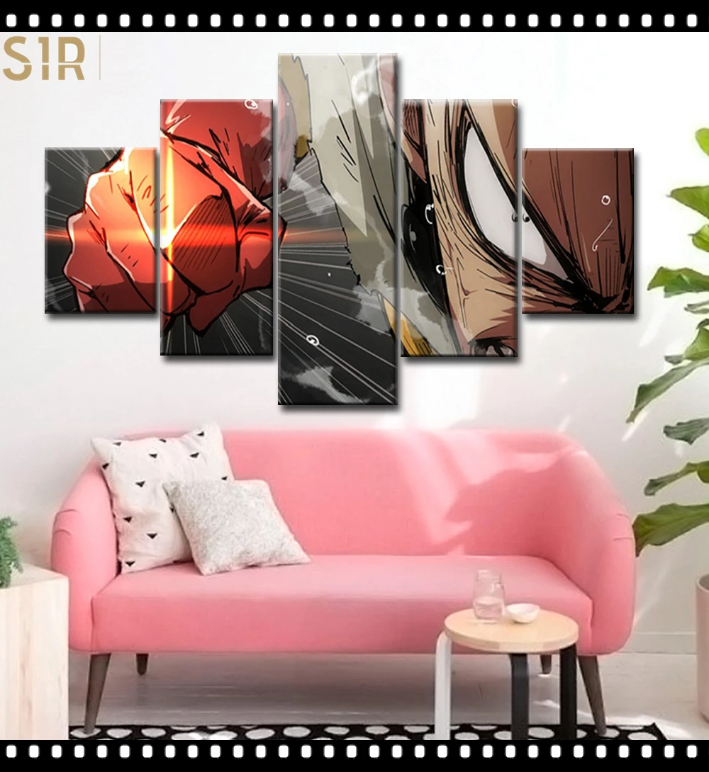 

Saitama Wall Art 5 Pieces Canvas Painting One Punch Man Poster Pictures Home Decor Living Room HD Printed Game Poster Anime