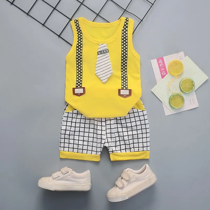 Летняя детская повседневная одежда костюм для маленьких мальчиков и девочек