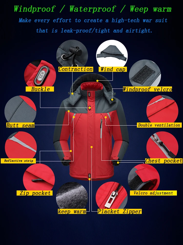 Men Spring and Autumn Coat Outdoor Jacket Windproof Waterproof Coat Mountaineering Hooded Jacket Windbreaker Winter Jacket Men