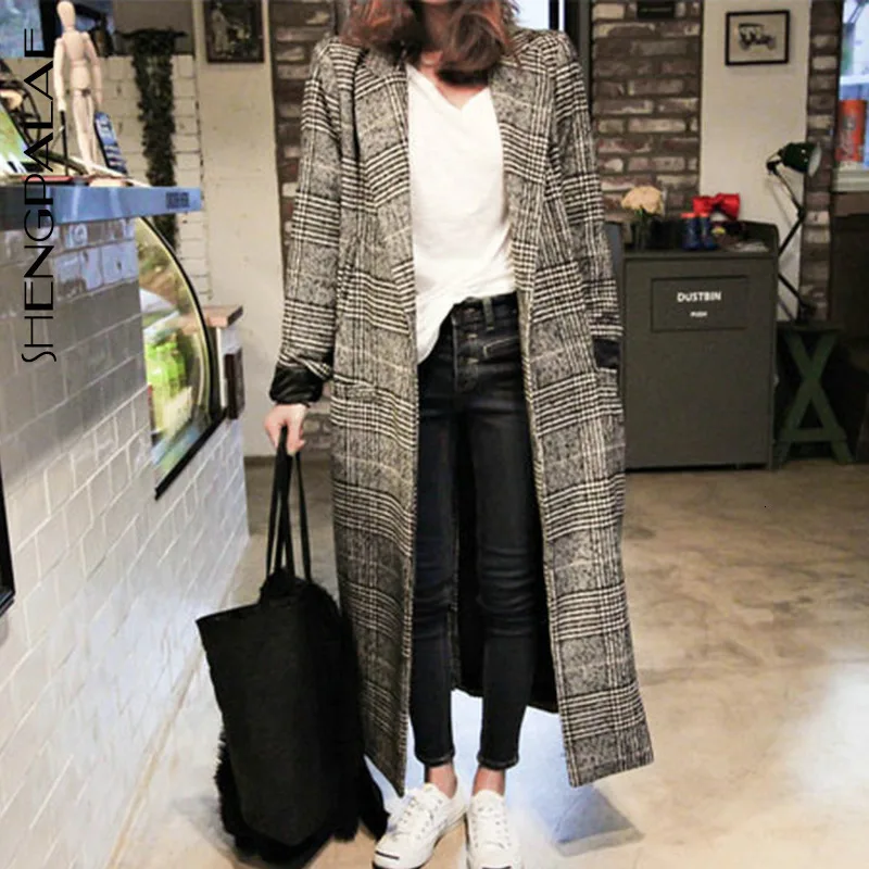 SHENGPALAE 2020 Новое модное осенне зимнее длинное пальто для женщин с отворотом в