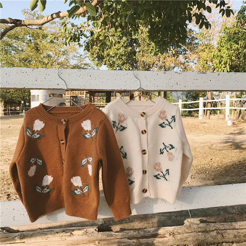 Новинка 2020 года Весенний вязаный свитер в Корейском стиле с цветочным узором для