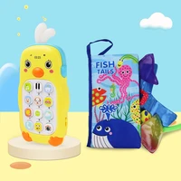 kids cute mobile phone toys cartoon musical cellphone teether telephone soft tails cloth book learning educational toy baby gift