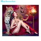 Красота и чудовище Алмазная Картина Портрет животное круглый полный дрель Леопард женщина 5D Nouveaute DIY мозаика вышивка подарки