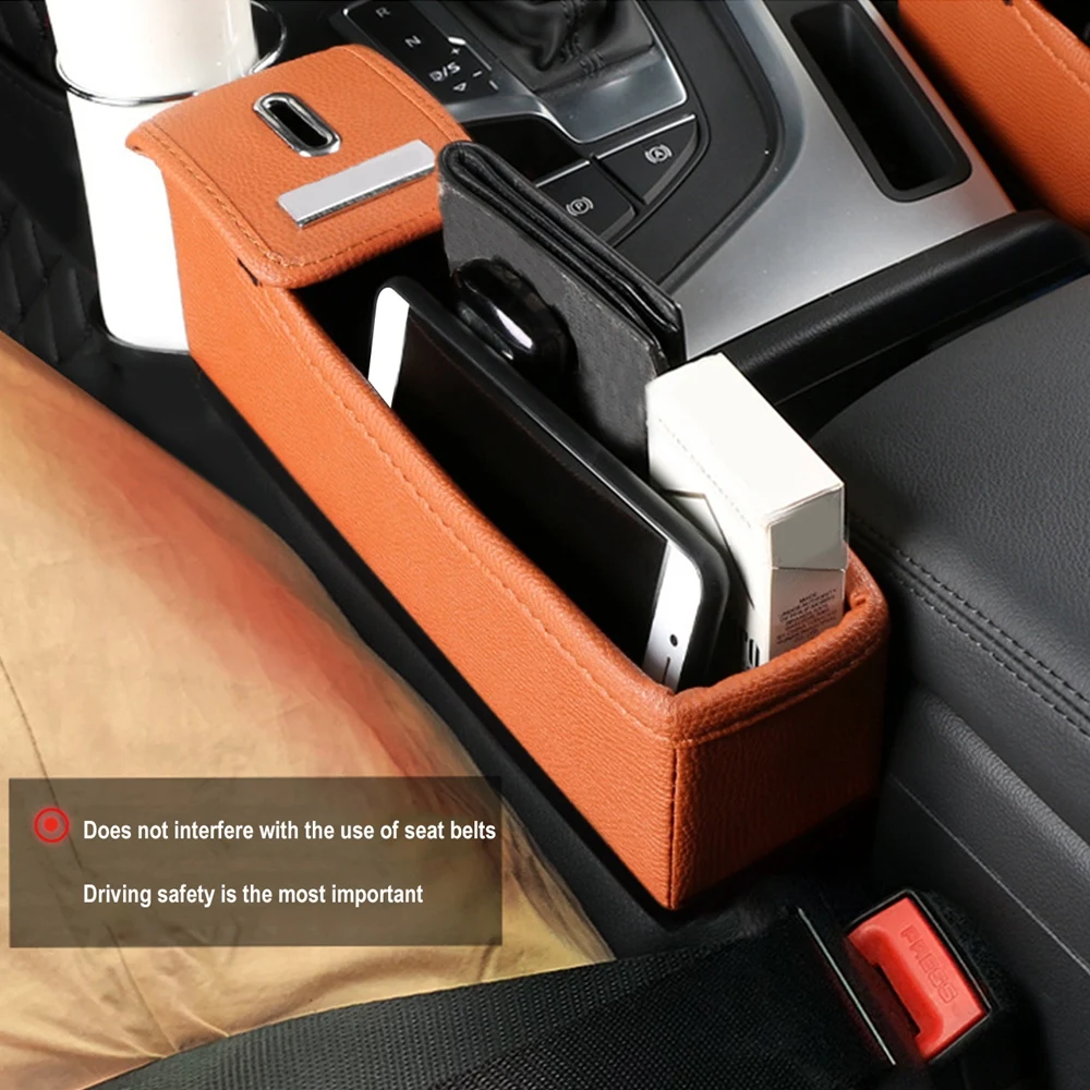 

Car Seat Crevice Organizer Storage Box Cup PU Leather Drink Holder Auto Gap Pocket Stowing Tidying For Phone Pad Card Coin Case