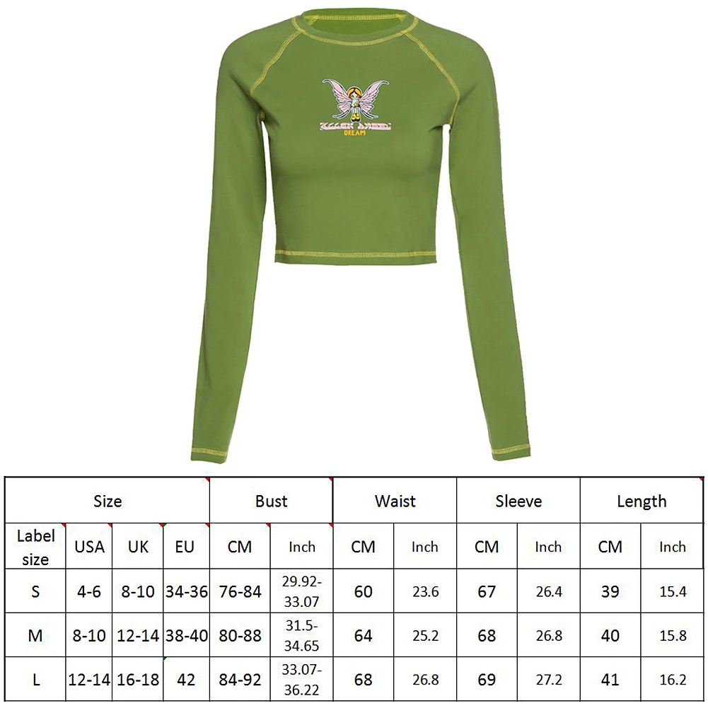 

Autumn Butterfly Graphic Tshirt Woman Y2k Letter Chic Graphic teens Long Sleeve Crop Tops 2021 Street Activity Basic Streetwear