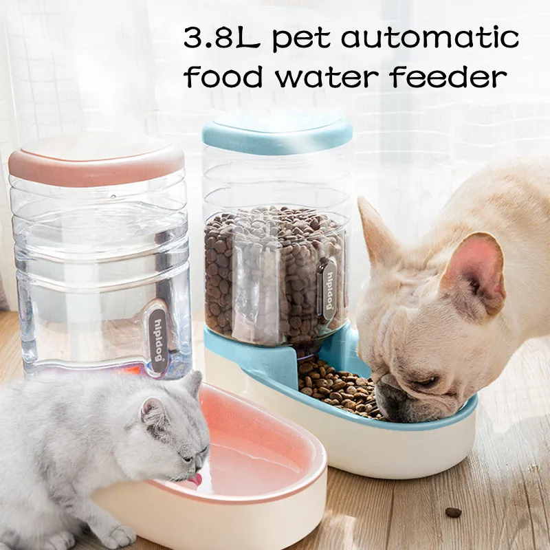 

3.8L Water Dispenser Water Bottle Pet Automatic Food Water Feeder Plastic Larger Feeding Bowls Cat and Dog