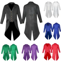 mens retro tailcoat suit jacket gothic steampunk long jacket victorian frock coat cosplay male single breasted swallow uniform
