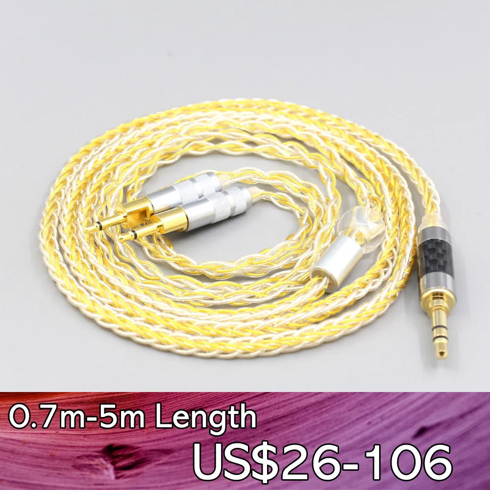 

LN007303 8 Core OCC Silver Gold Plated Braided Earphone Cable For Sennheiser HD700 Headphone headset