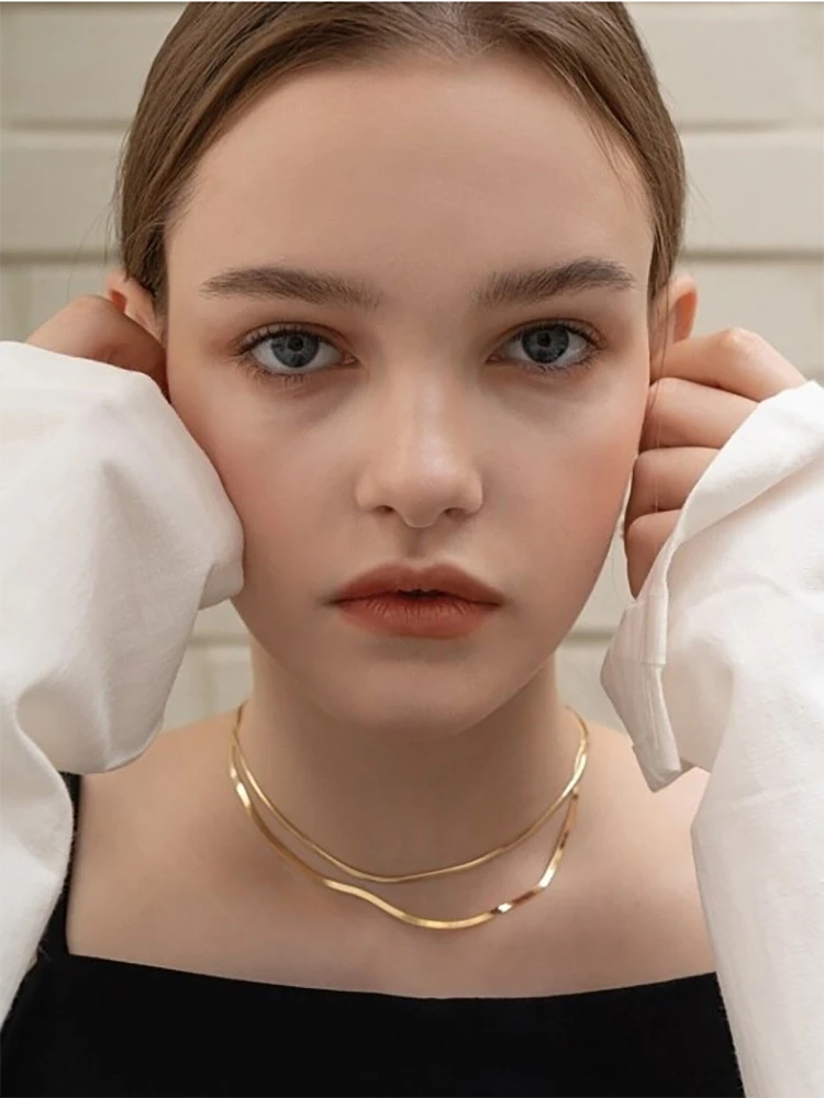 

INS snake bone necklace female clavicle chain simple temperament cold wind chain does not fade choker net red short necklace